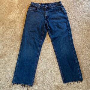Faconnable Modele F40 Gipsy Straight Leg Raw Hem Jeans Blue W32 x L28